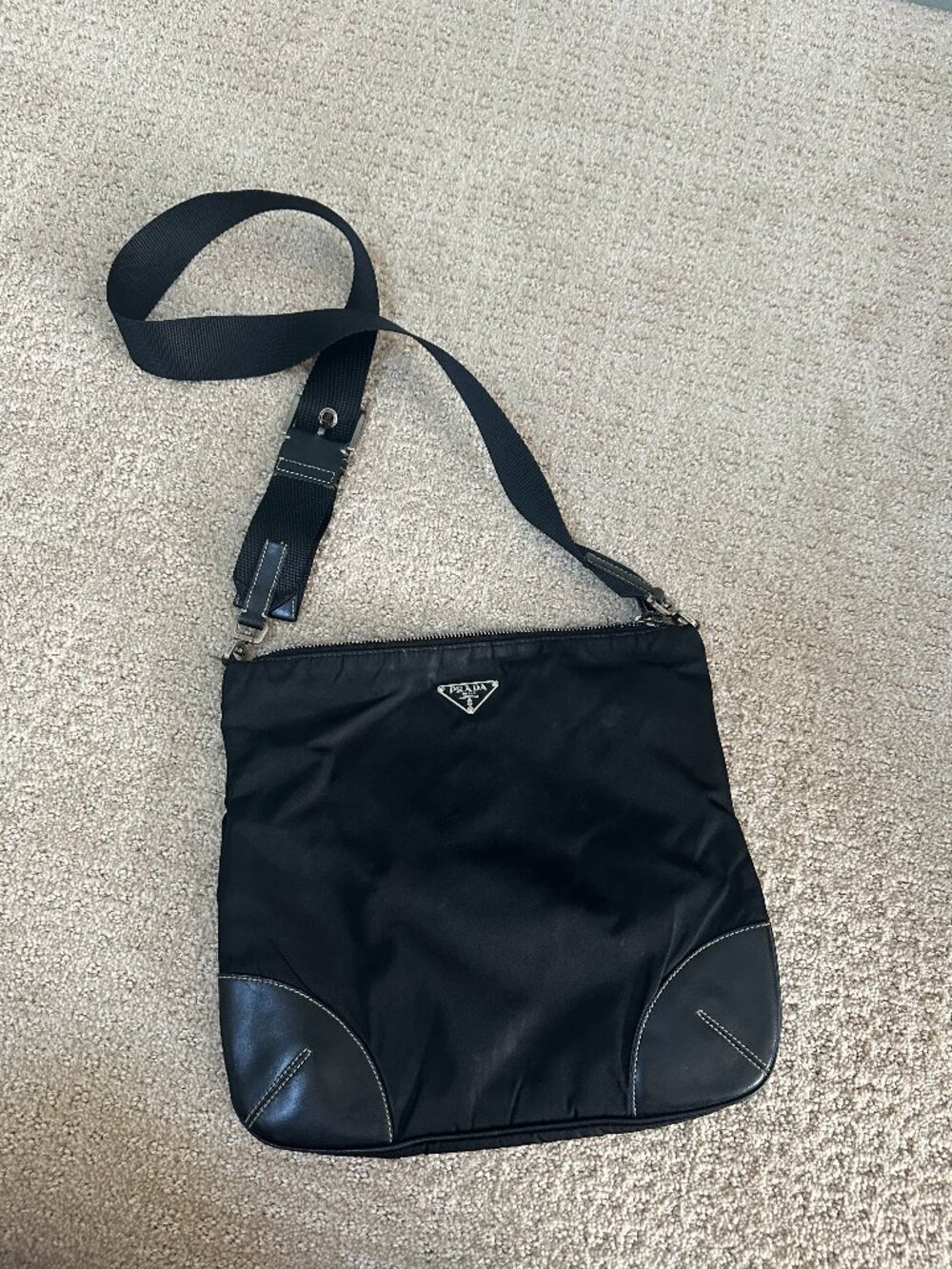 Authentic Prada Tessuto Nylon Crossbody Bag Black - ZIPPER NEEDS REPAIR